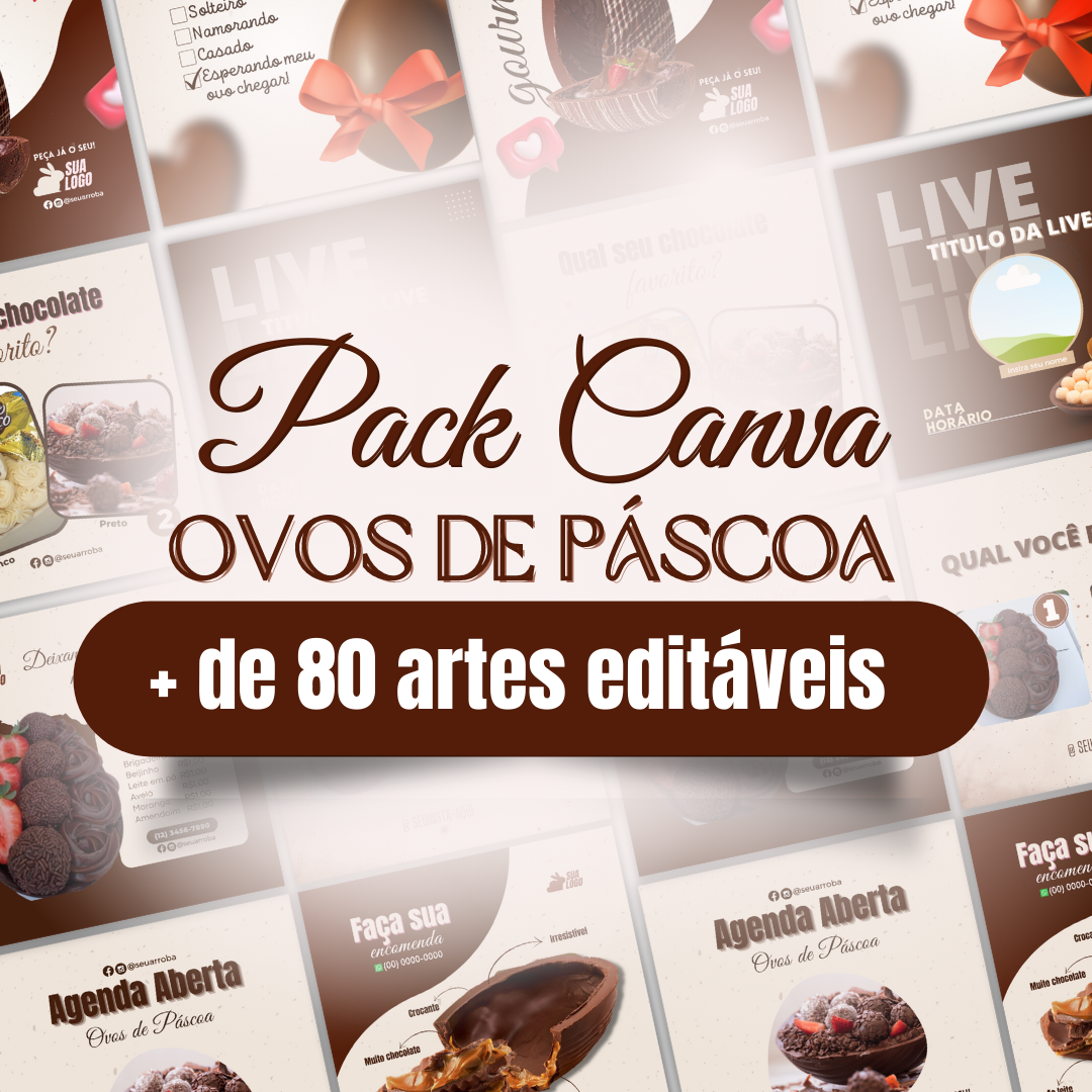 Artes Editáveis Pack Canva para Páscoa
